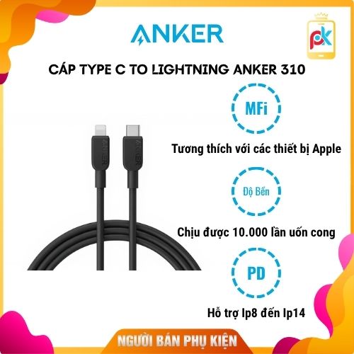 Cáp Type C to Lightning Anker 310 Dài 0.9m và 1.8m - A81A5