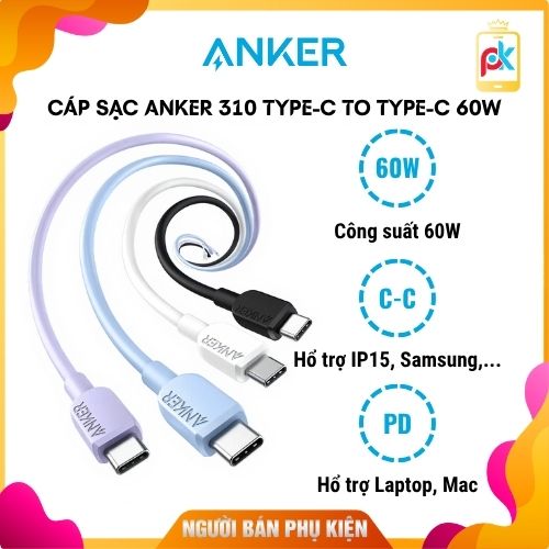 Cáp sạc Anker 310 Type-C to Type-C A81E1 60W