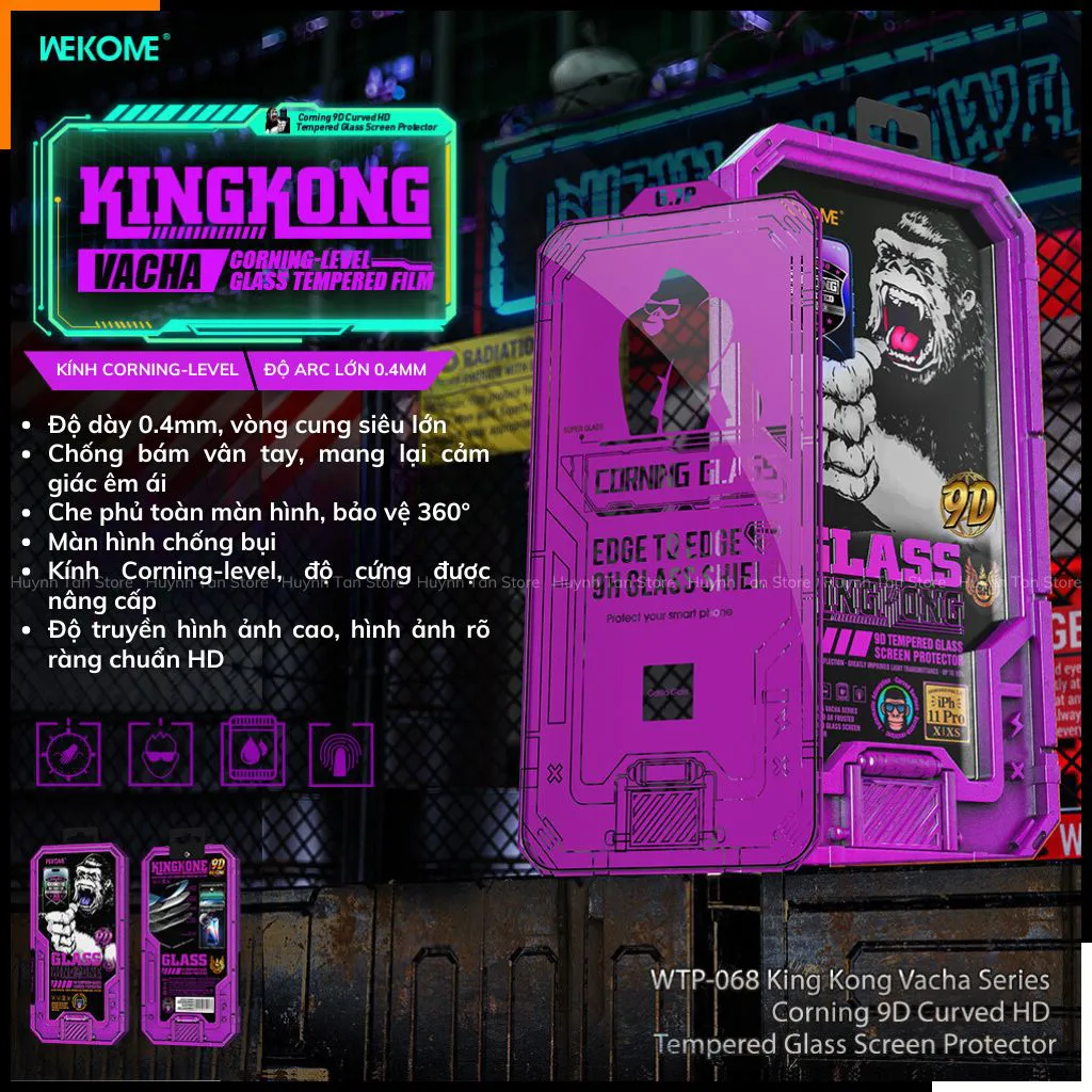Kính Cường Lực WEKOME Kinkong 6D Magic box  - iPhone 14/15/16 - 9H, Full Màn Hình, Không Lẹm Viền